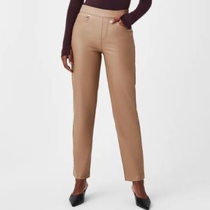 SPANX Leather-Like Straight Leg Pant TOFFEE